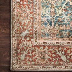 LOLOI ANANDA VINTAGE PRINT FLAT RUG: RUST, OCEAN