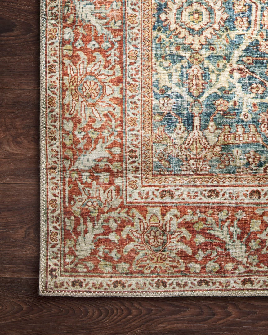 LOLOI ANANDA VINTAGE PRINT FLAT RUG: RUST, OCEAN 2 LOLOI ANANDA VINTAGE PRINT FLAT RUG: RUST, OCEAN