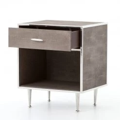 FOUR HANDS ANDEL SHAGREEN BEDSIDE TABLE: CHROME Bedroom 10 FOUR HANDS ANDEL SHAGREEN BEDSIDE TABLE: CHROME Bedroom
