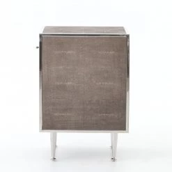 FOUR HANDS ANDEL SHAGREEN BEDSIDE TABLE: CHROME Bedroom 11 FOUR HANDS ANDEL SHAGREEN BEDSIDE TABLE: CHROME Bedroom