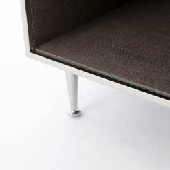 FOUR HANDS ANDEL SHAGREEN BEDSIDE TABLE: CHROME Bedroom 14 FOUR HANDS ANDEL SHAGREEN BEDSIDE TABLE: CHROME Bedroom