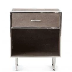 FOUR HANDS ANDEL SHAGREEN BEDSIDE TABLE: CHROME Bedroom