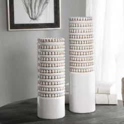 UTTERMOST ANGELOU WHITE CERAMIC VASES | SET OF 2