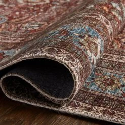 LOLOI ANJALI VINTAGE PRINT FLAT RUG: BRICK, BLUE