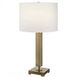 UTTERMOST ANTIQUE BRASS COLUMN TABLE LAMP