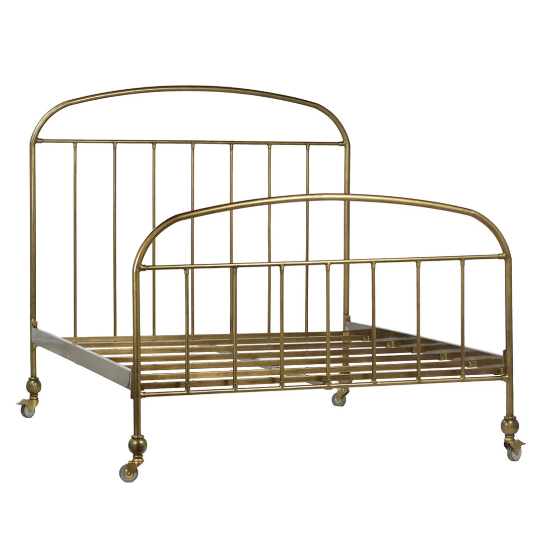 DOVETAIL ANTIQUE BRASS IRON QUEEN BED 3 DOVETAIL ANTIQUE BRASS IRON QUEEN BED