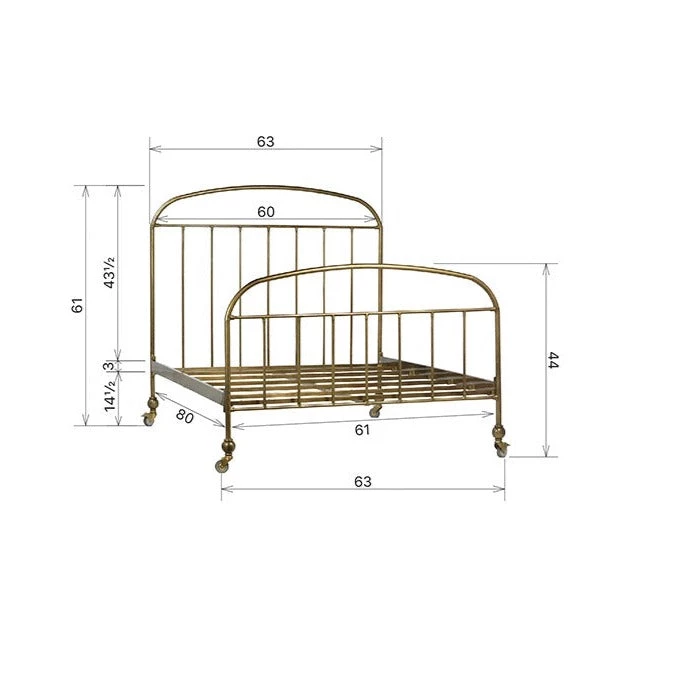 DOVETAIL ANTIQUE BRASS IRON QUEEN BED 5 DOVETAIL ANTIQUE BRASS IRON QUEEN BED