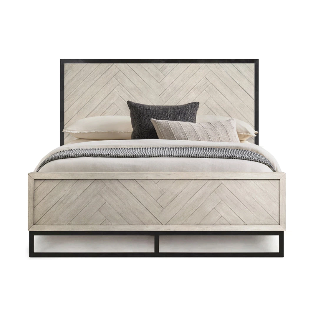 DOVETAIL ANTIQUE GREY WASH HERRINGBONE PANEL BED Bedroom 1 DOVETAIL ANTIQUE GREY WASH HERRINGBONE PANEL BED Bedroom