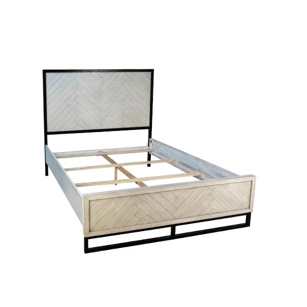 DOVETAIL ANTIQUE GREY WASH HERRINGBONE PANEL BED Bedroom 3 DOVETAIL ANTIQUE GREY WASH HERRINGBONE PANEL BED Bedroom