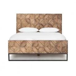 DOVETAIL ANTIQUE OAK MOSAIC PANEL BED