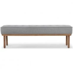 NUEVO Living Room ARLO UPHOLSTERED BENCH: LIGHT GREY