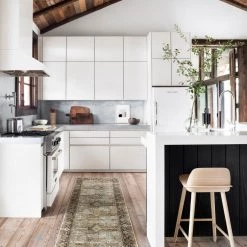 LOLOI ARNAV VINTAGE PRINT FLAT RUG: OLIVE