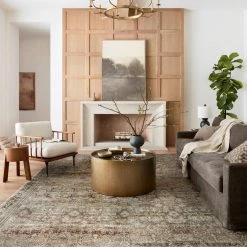 LOLOI ARNAV VINTAGE PRINT FLAT RUG: OLIVE