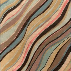 SURYA CARVED LINES WOOL RUG: DESERT MULTI