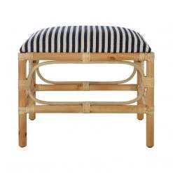 UTTERMOST ASHORE RATTAN WRAPPED SMALL BENCH: NAVY STRIPE Furniture