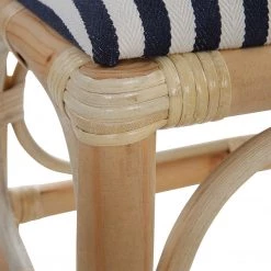 UTTERMOST ASHORE RATTAN WRAPPED SMALL BENCH: NAVY STRIPE Furniture