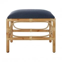 UTTERMOST Furniture ASHORE RATTAN WRAPPED SMALL BENCH: NAVY