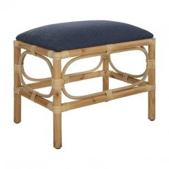 UTTERMOST Furniture ASHORE RATTAN WRAPPED SMALL BENCH: NAVY