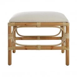 UTTERMOST Furniture ASHORE RATTAN WRAPPED SMALL BENCH: WHITE