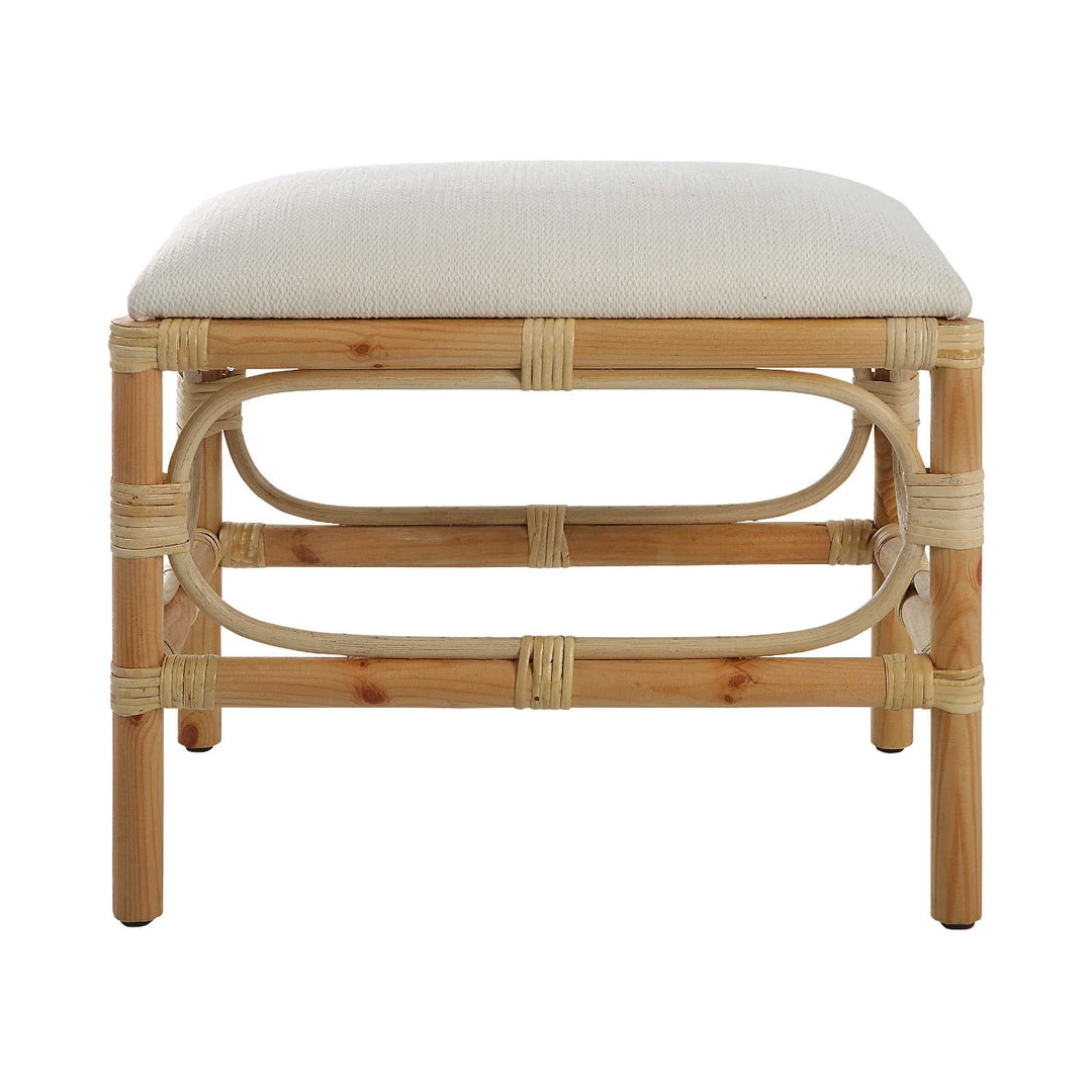 UTTERMOST Furniture ASHORE RATTAN WRAPPED SMALL BENCH: WHITE 1 UTTERMOST Furniture ASHORE RATTAN WRAPPED SMALL BENCH: WHITE
