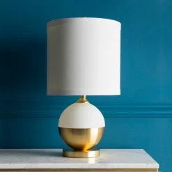 SURYA ASKEW BULB LAMP: WHITE, BRASS Lighting