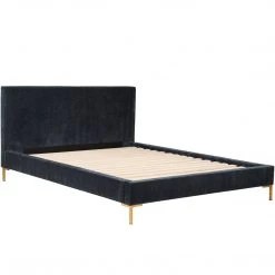 MOES ASTRID MIDNIGHT BLUE VELVET PLATFORM BED