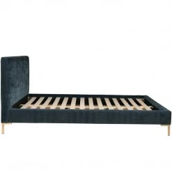 MOES ASTRID MIDNIGHT BLUE VELVET PLATFORM BED