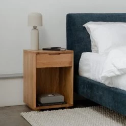 MOES ASTRID MIDNIGHT BLUE VELVET PLATFORM BED