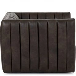 FOUR HANDS AUGUSTINE CHANNEL TUFTED LEATHER SWIVEL CHAIR