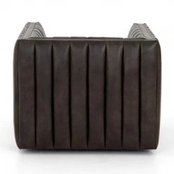 FOUR HANDS AUGUSTINE CHANNEL TUFTED LEATHER SWIVEL CHAIR