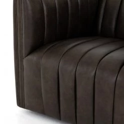 FOUR HANDS AUGUSTINE CHANNEL TUFTED LEATHER SWIVEL CHAIR