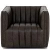 FOUR HANDS AUGUSTINE CHANNEL TUFTED LEATHER SWIVEL CHAIR