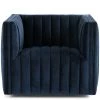 FOUR HANDS AUGUSTINE CHANNEL TUFTED NAVY VELVET SWIVEL CHAIR Living Room