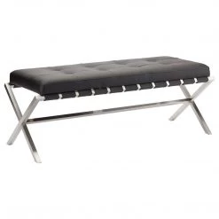 NUEVO Living Room AUGUSTE BLACK SADDLE STRAPPED BENCH