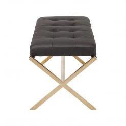 NUEVO Living Room AUGUSTE BLACK SADDLE STRAPPED BENCH