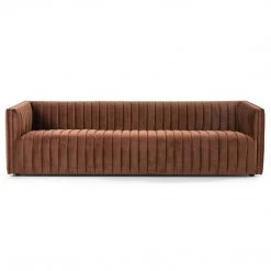 FOUR HANDS AUGUSTINE CHANNEL TUFTED SOFA: AUBURN VELVET