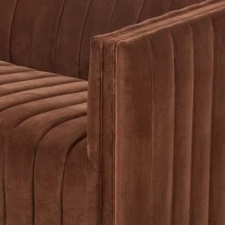 FOUR HANDS AUGUSTINE CHANNEL TUFTED SOFA: AUBURN VELVET