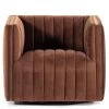 FOUR HANDS AUGUSTINE CHANNEL TUFTED AUBURN VELVET SWIVEL CHAIR Furniture