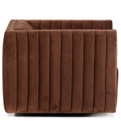 FOUR HANDS AUGUSTINE CHANNEL TUFTED AUBURN VELVET SWIVEL CHAIR Furniture