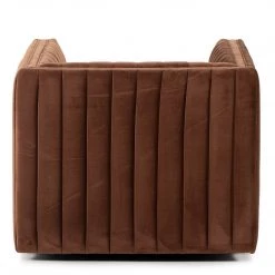 FOUR HANDS AUGUSTINE CHANNEL TUFTED AUBURN VELVET SWIVEL CHAIR Furniture