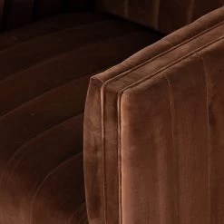 FOUR HANDS AUGUSTINE CHANNEL TUFTED AUBURN VELVET SWIVEL CHAIR Furniture