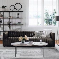 FOUR HANDS Furniture AUGUSTINE CHANNEL TUFTED LEATHER SOFA 15 FOUR HANDS Furniture AUGUSTINE CHANNEL TUFTED LEATHER SOFA