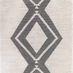 SURYA AZA INDOOR-OUTDOOR RUG: CHARCOAL + IVORY