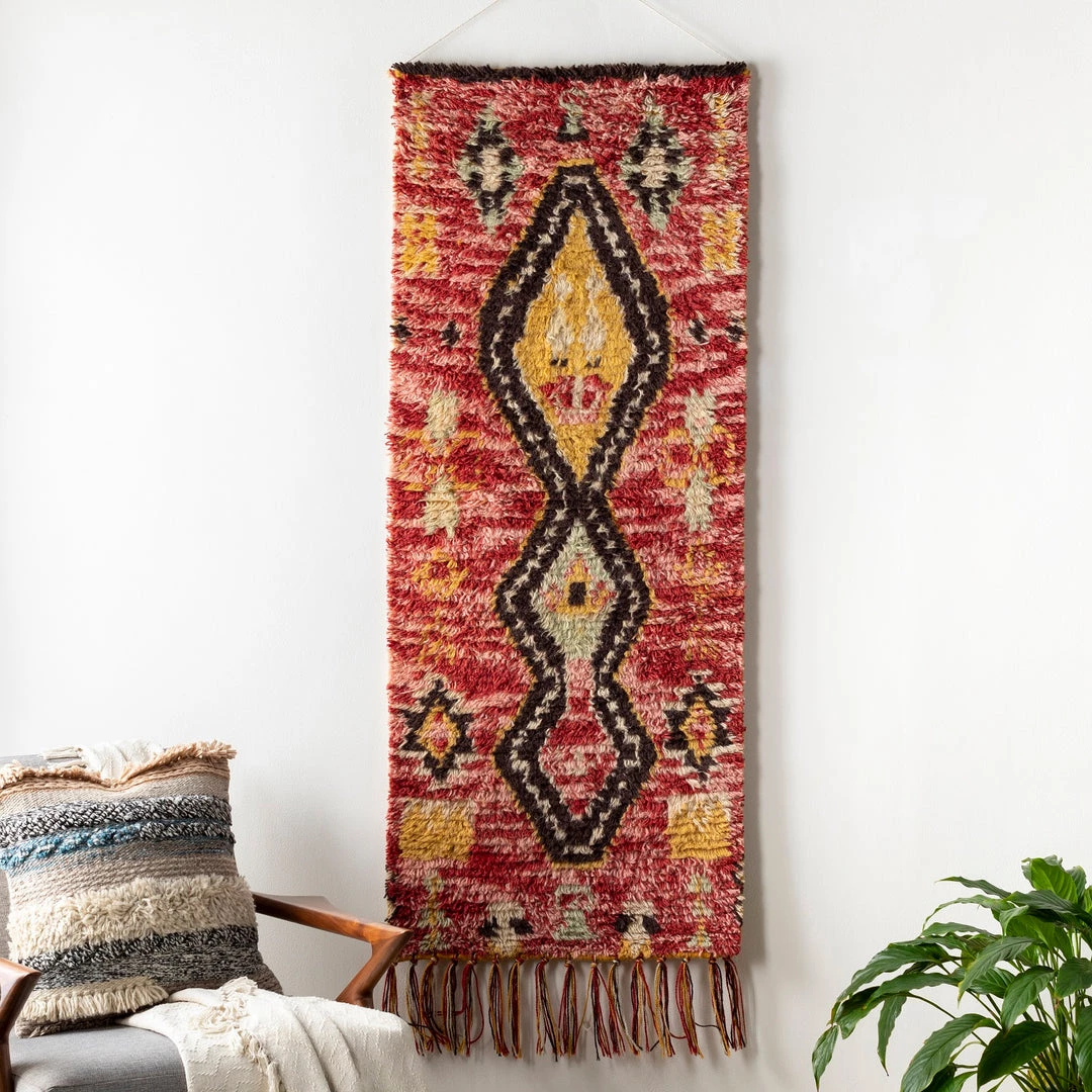 SURYA Wall Sculptures + Decor AZILAL RED + YELLOW MORROCCAN WALL TAPESTRY 2 SURYA Wall Sculptures + Decor AZILAL RED + YELLOW MORROCCAN WALL TAPESTRY
