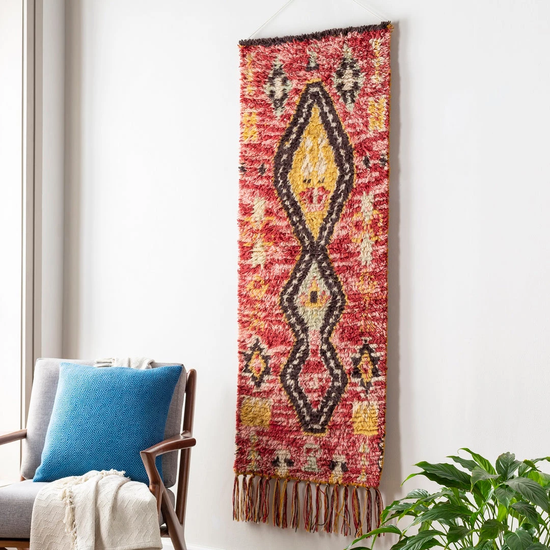 SURYA Wall Sculptures + Decor AZILAL RED + YELLOW MORROCCAN WALL TAPESTRY 3 SURYA Wall Sculptures + Decor AZILAL RED + YELLOW MORROCCAN WALL TAPESTRY