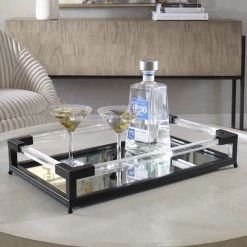UTTERMOST BALKAN MIRRORED SERVING TRAY: BLACK Accessories