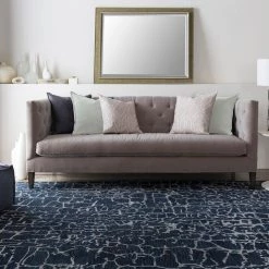 SURYA MIDNIGHT MOON WOOL RUG: NAVY