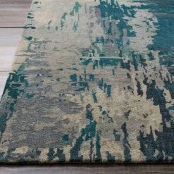SURYA DIBA WOOL RUG: TEAL
