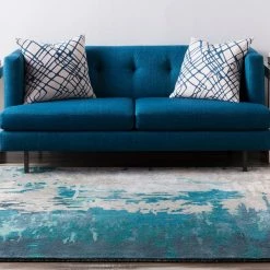 SURYA DIBA WOOL RUG: TEAL