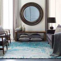 SURYA DIBA WOOL RUG: TEAL